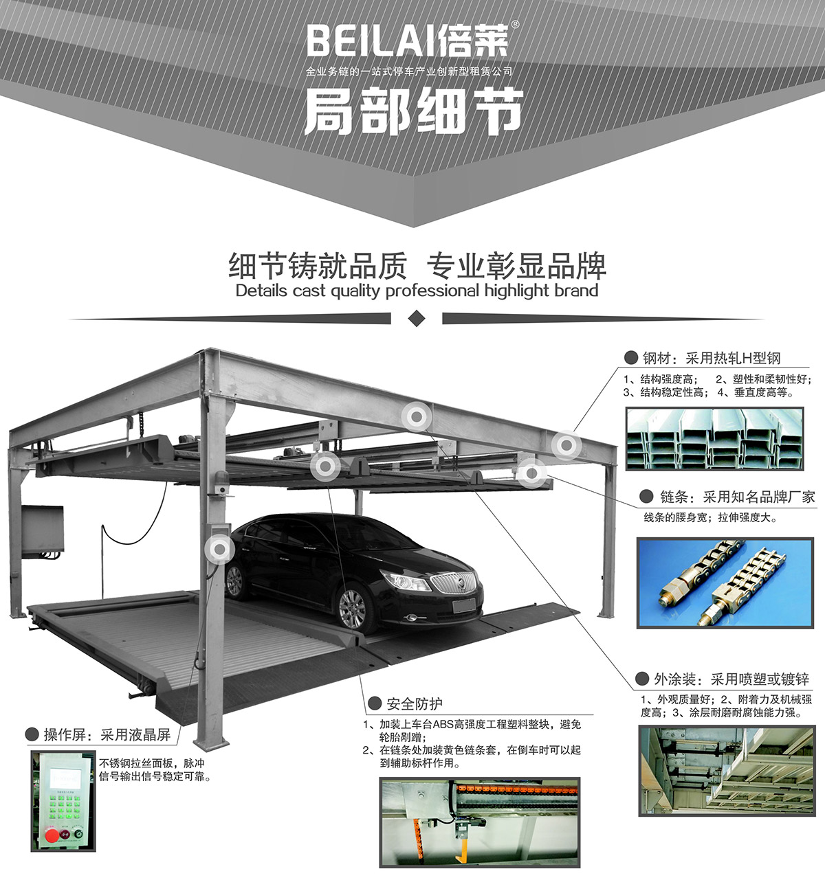 立体车位单列PSH2二层升降横移机械停车设备局部细节.jpg